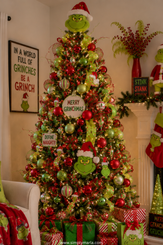 grinch red christmas tree