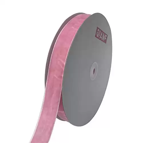 QIANF Vintage Pink Velvet Ribbon, 1 Inch X 25Yd
