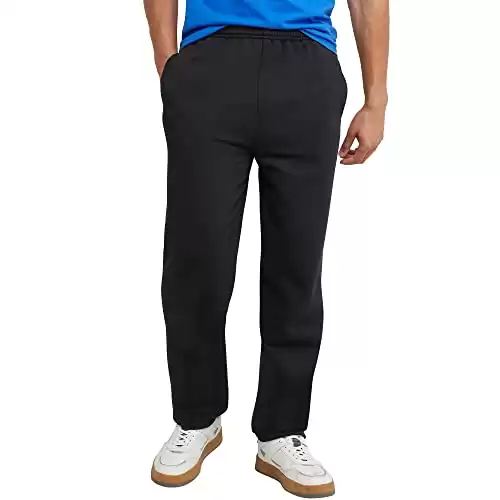 Hanes Men’s EcoSmart Open Leg Pant with Pockets, black, L