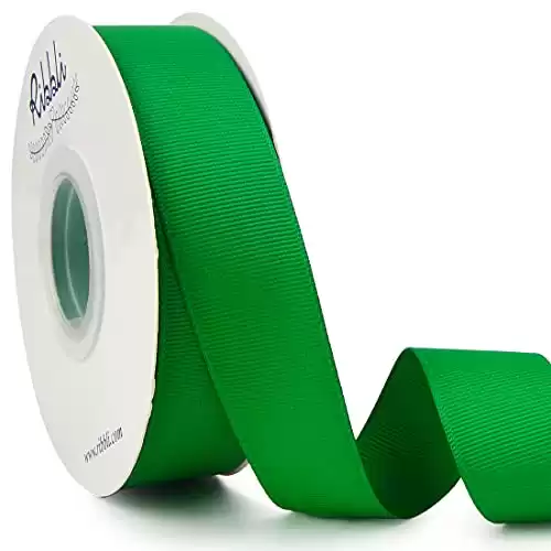 Ribbli Emerald Green Grosgrain Ribbon, 1 inches x Continuous 25 Yards,Use for Bows DIY Hair Accessories,Gift Wrapping,Craft and Sewing