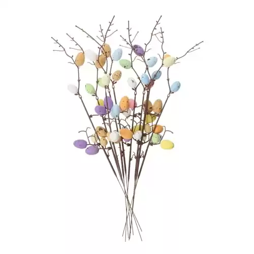 MUCKLILY 10pcs Easter Branch Easter Egg Wreath Easter Spray Vine Easter Egg Branch Decoration Artificial Easter Picks Colorful Berry Picks Spring Floral Branches Foam Ornaments Dining Table