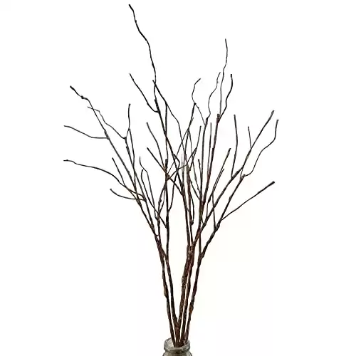 5PCS Artificial Lifelike Curly Willow Branches Decorative Dried Twigs, 25.9 Inches Fake Bendable Sticks Plastic Vines/Stems for DIY Greenery Plants Vases Home Office Party Decoration