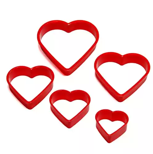 Chef Craft Select Plastic Heart Cookie Cutter, 5 Piece Set, Red
