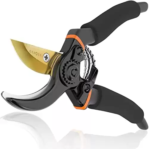 Premium Bypass Pruning Shears for your Garden – Heavy-Duty, Ultra Sharp Pruners w/Soft Cushion Grip Handle Made with Japanese Grade High Carbon Steel – Perfectly Cutting Through Anything i...