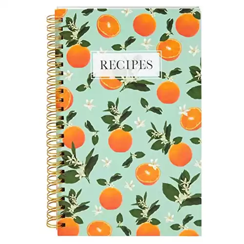Pipilo Press Blank Recipe Book to Write Your Own Recipes, 120 Pages, 8 Sections, Floral and Orange Theme, Laminated Hardcover (5.5 x 8.5 In)