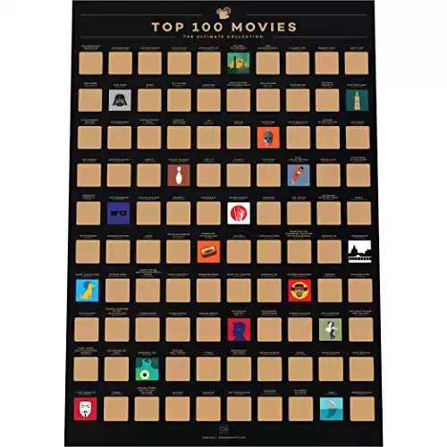 Enno Vatti Top 100 Movies Scratch Off Poster - Bucket List of Best Films - 100 Movie Scratch Off Poster (16.5" x 23.4") - Including Top 100 Movie Posters - Christmas Gift for Movie Lovers
