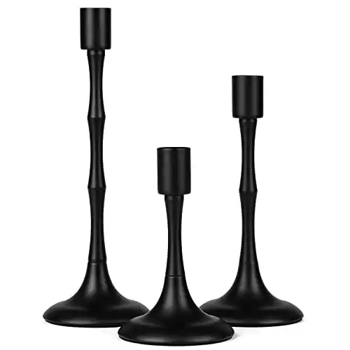 Matte Black Taper Candle Holder Set of 3 Black Candlestick Holders Modern Farmhouse Candle Stick Candle Holder for Candlesticks for Wedding Christmas Thanksgiving Party Dining Table Centerpiece Decor