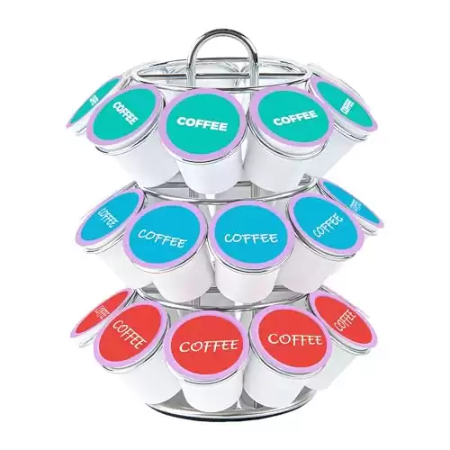 Restaurantware Restpresso 6.7 x 8.7 Inch Coffee Capsule Holder 1 Durable Pod Carousel - Holds 27 K-Cups 360-Degree Rotatable Iron Espresso Pod Organizer Mesh Tray Pods Not Included