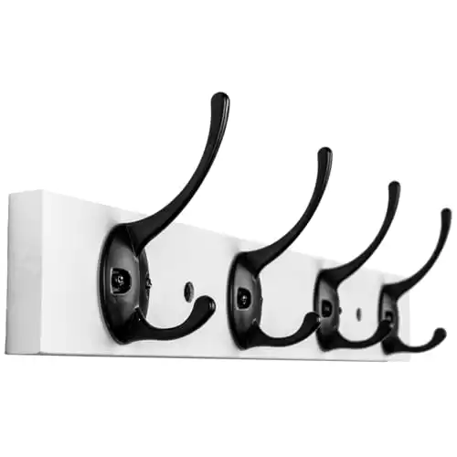 VERTORGAN Coat Hooks for Wall,Coat Rack Wall Mounted,Hat Hooks and Hat Rack with 4 Hooks for Entryway, Bathroom, Bedroom (White)