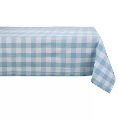 DII Buffalo Check Collection, Classic Farmhouse Tablecloth, Tablecloth, 60x84, Light Blue & White