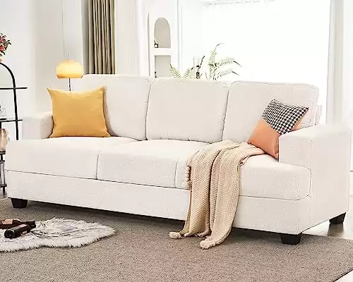 VanAcc 89 Inch Sofa, Comfy Sofa Couch with Extra Deep Seats, Modern Sofa- 3 Seater Sofa, Couch for Living Room Apartment Lounge, Beige Chenille
