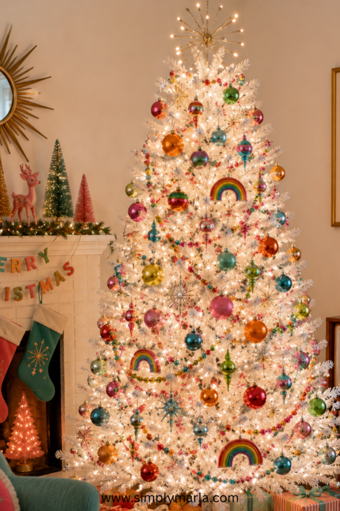 retro white christmas tree idea