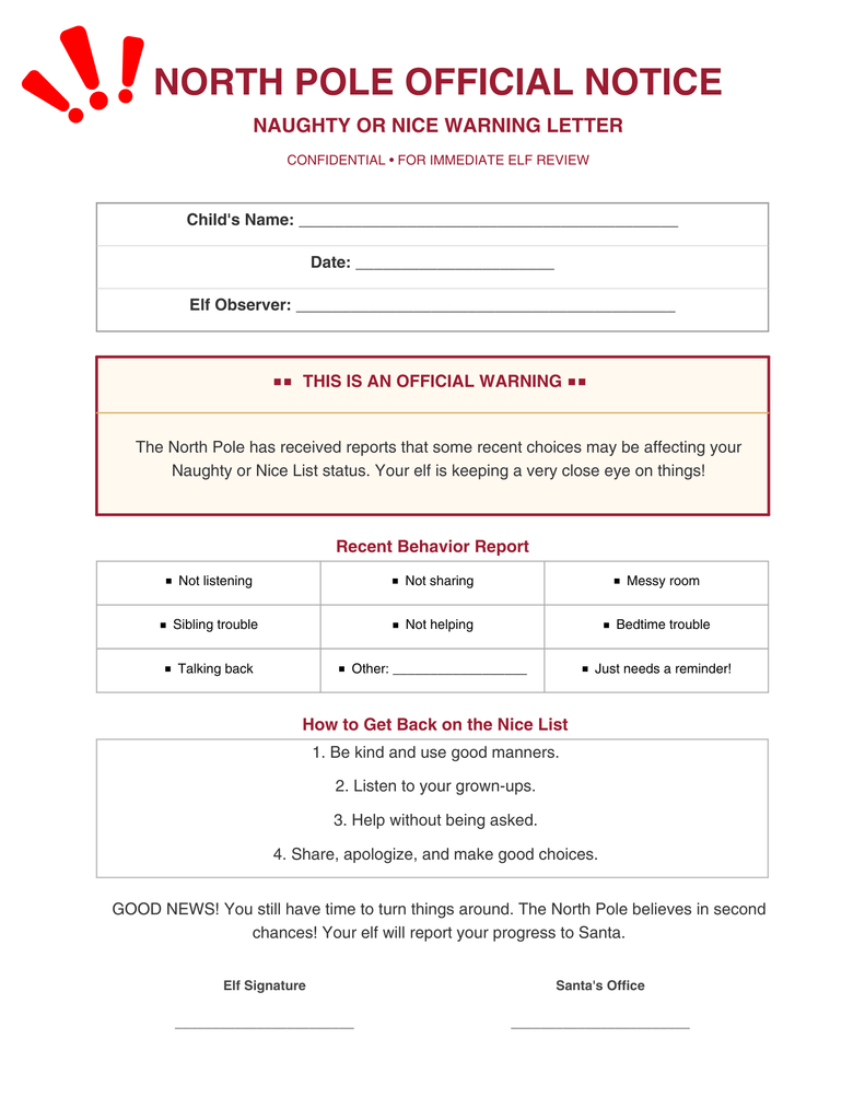 elf on the shelf printables