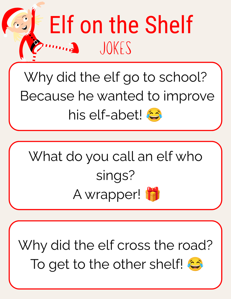 elf on the shelf printables jokes