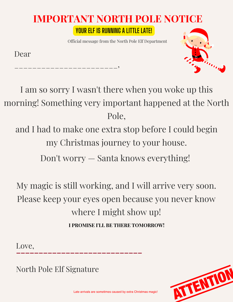 elf on the shelf printable free late notice