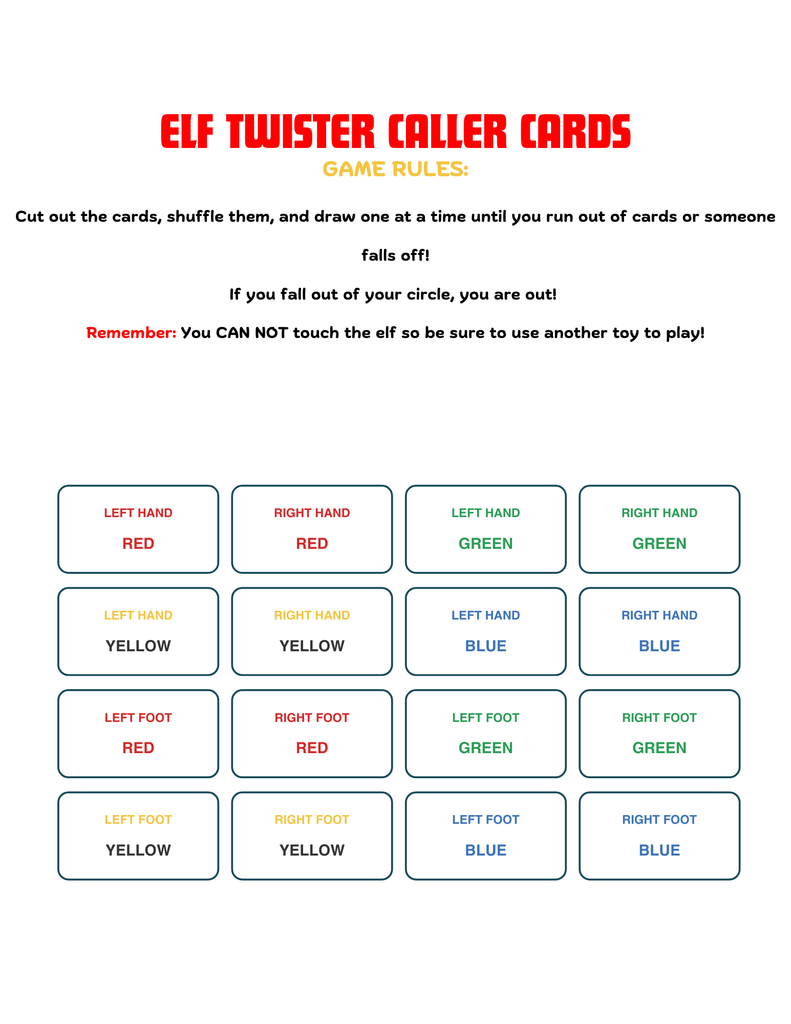 elf on the shelf printable twister game
