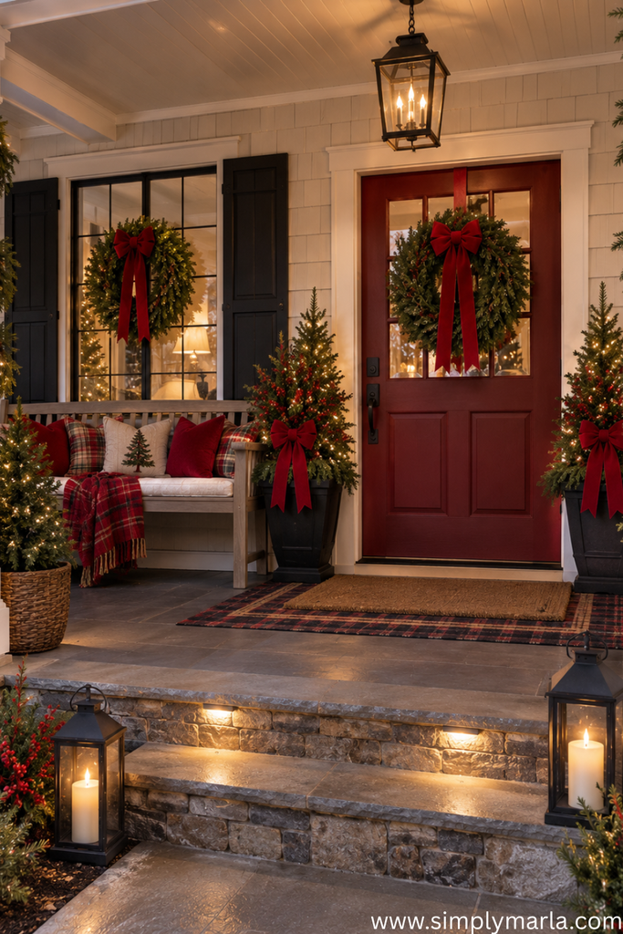 christmas front porch ideas red
